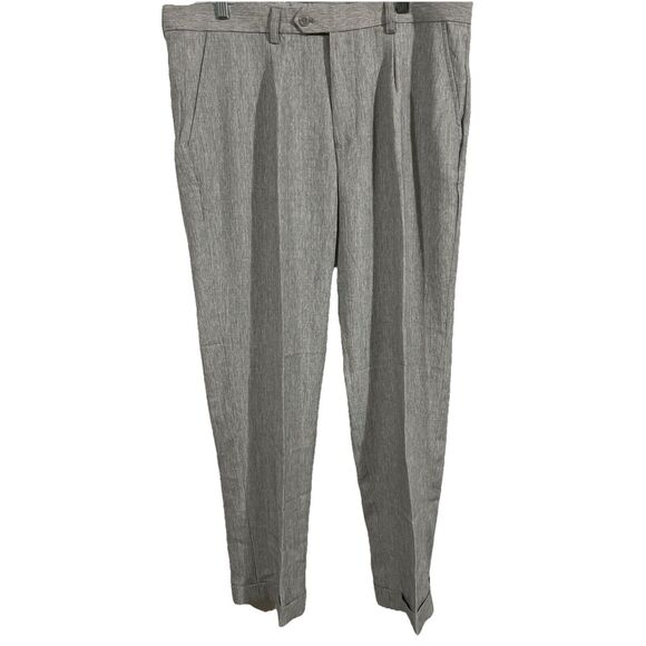 KNY Rizzo Men's Light Gray Dress Pants Pleated Cuffed Size 36X34 Lightweight - Picture 1 of 6